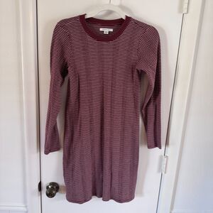 American Eagle 100% Cotton Red and White Stripe Long Sleeve Mini Dress